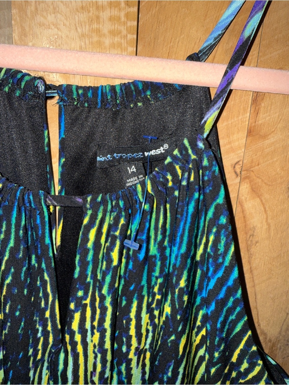 Saint Tropez West Blue-Green Halter Maxi Dress Vintage - Picture 2 of 8